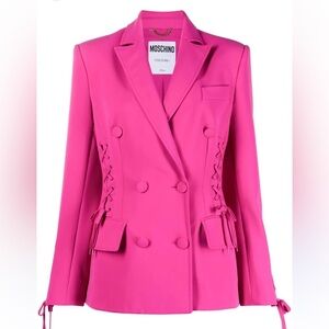 New Moschino Bondage Lacing Crepe Hot Pink Blazer Size 4